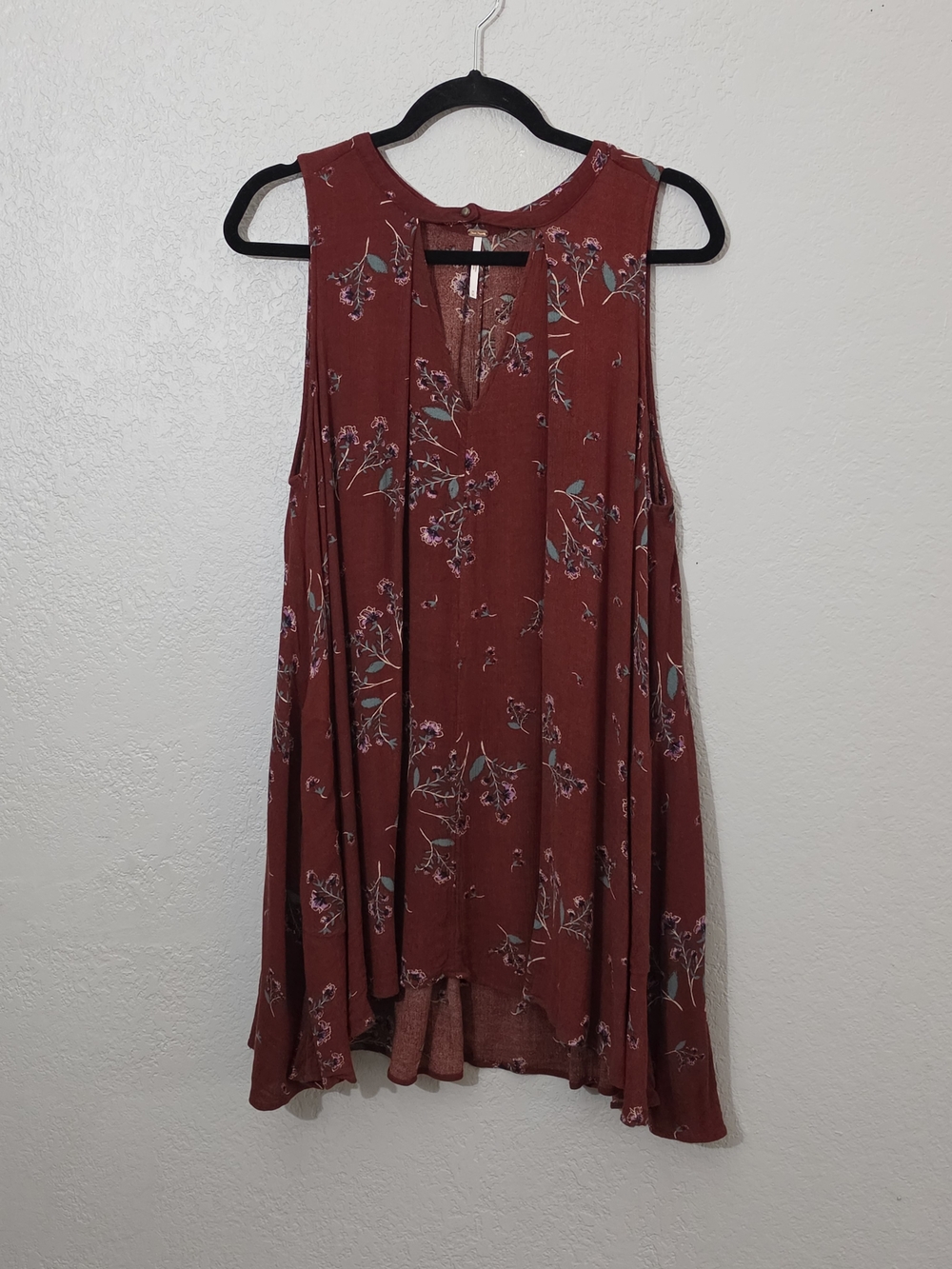 Free People Tree Swing Tank Top Crimson Sleeveless Keyhole Womens Medium - Picture 4 of 10